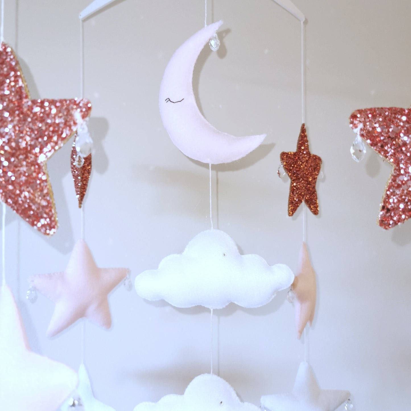 Twinkle Dreams - Pink Star & Moon Nursery Baby Mobile