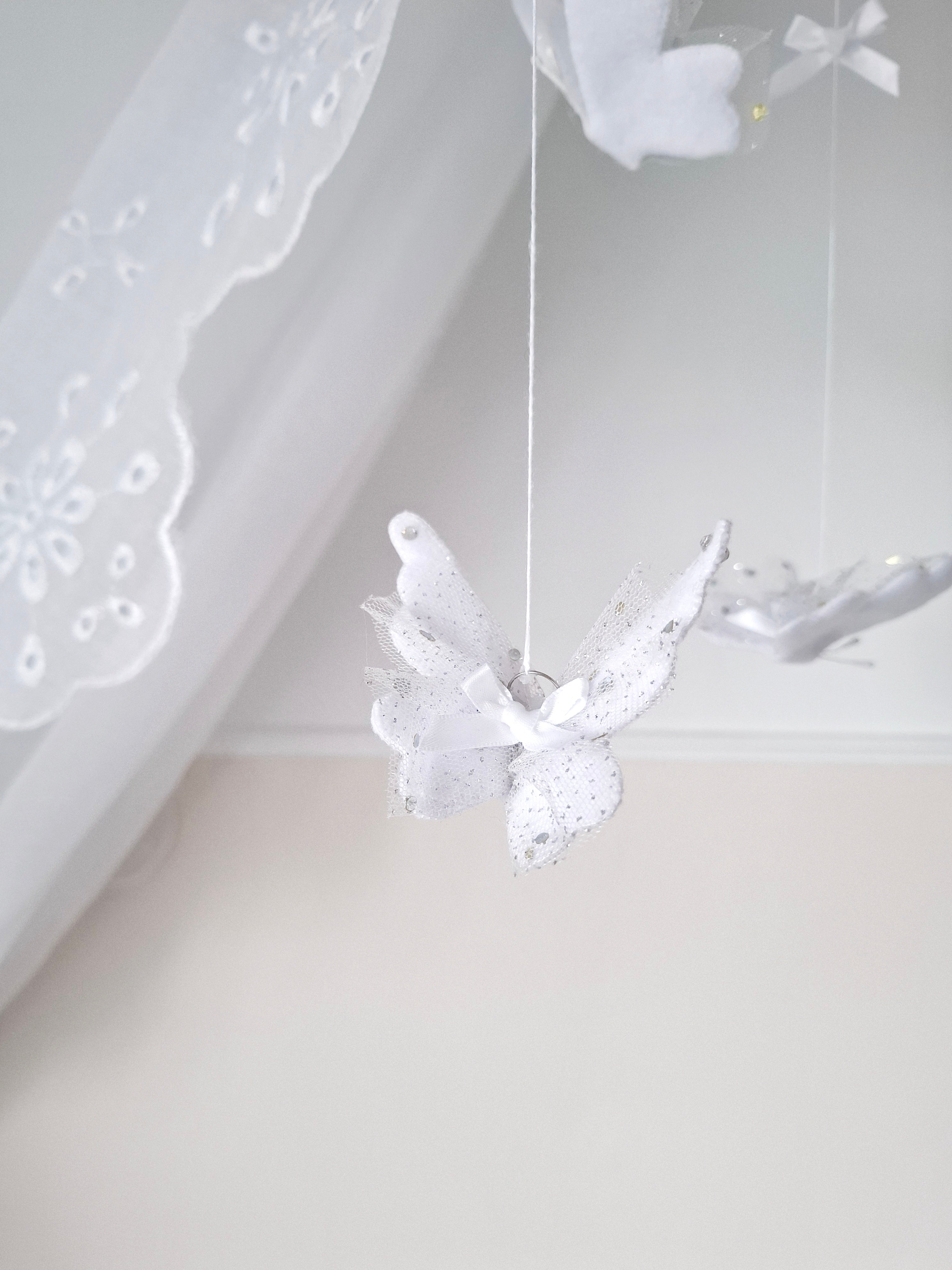 Whimsical Dreams: Butterfly, Crystal, and Bow Baby Mobile