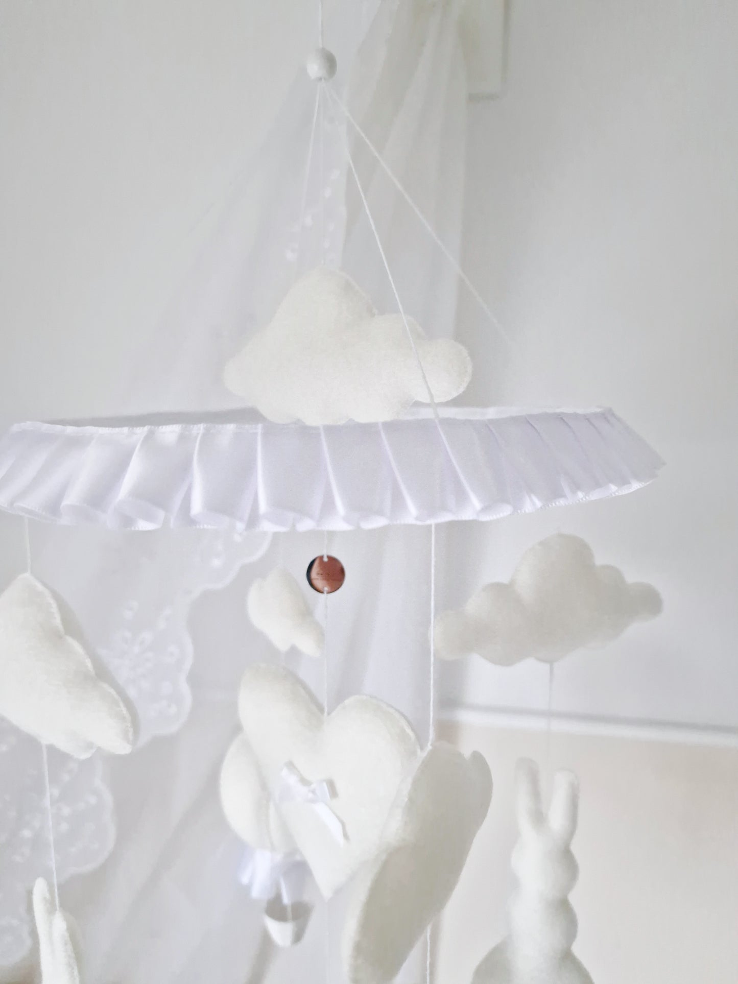 Off White Hop Hop and Away-Bunny & Balloon Mobile