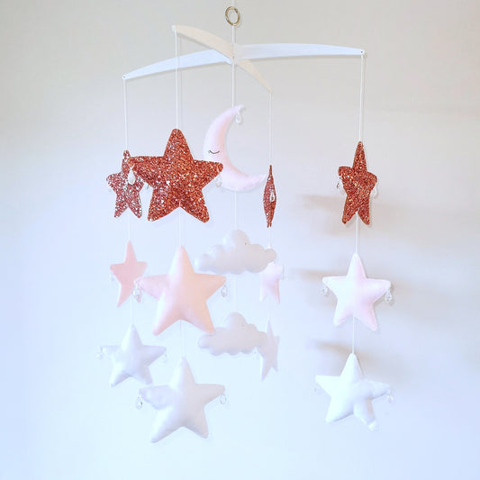 Twinkle Dreams - Pink Star & Moon Nursery Baby Mobile