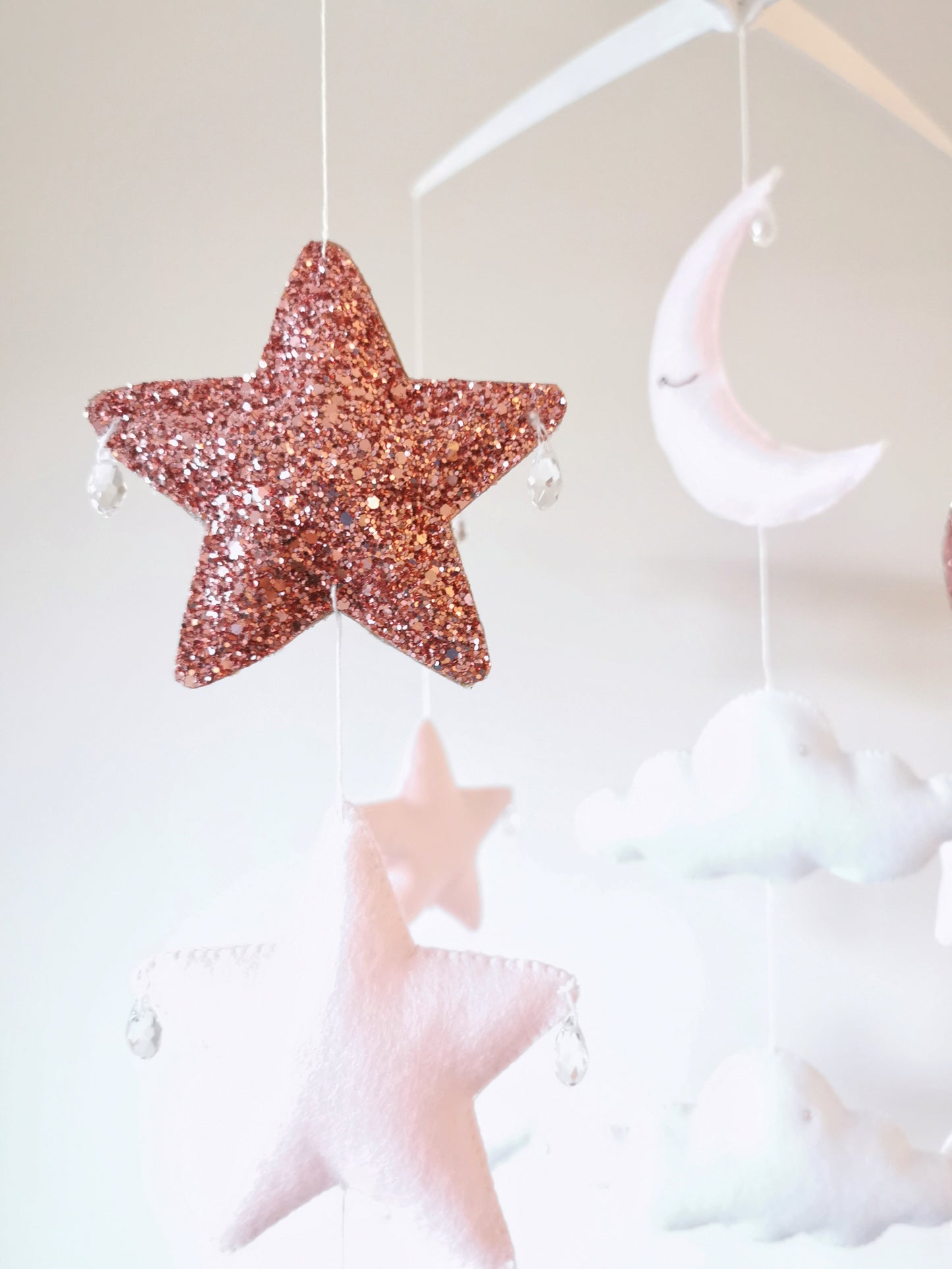 Twinkle Dreams - Pink Star & Moon Nursery Baby Mobile