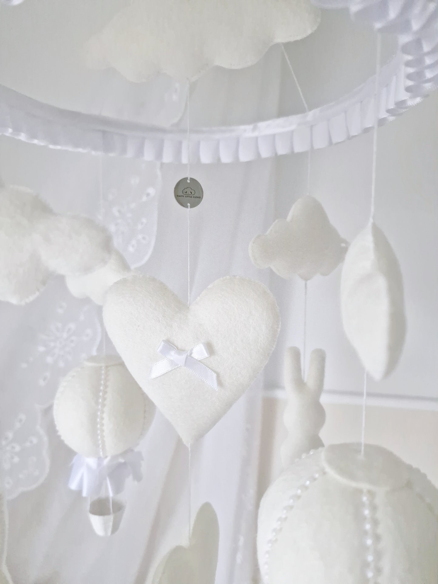 Off White Hop Hop and Away-Bunny & Balloon Mobile