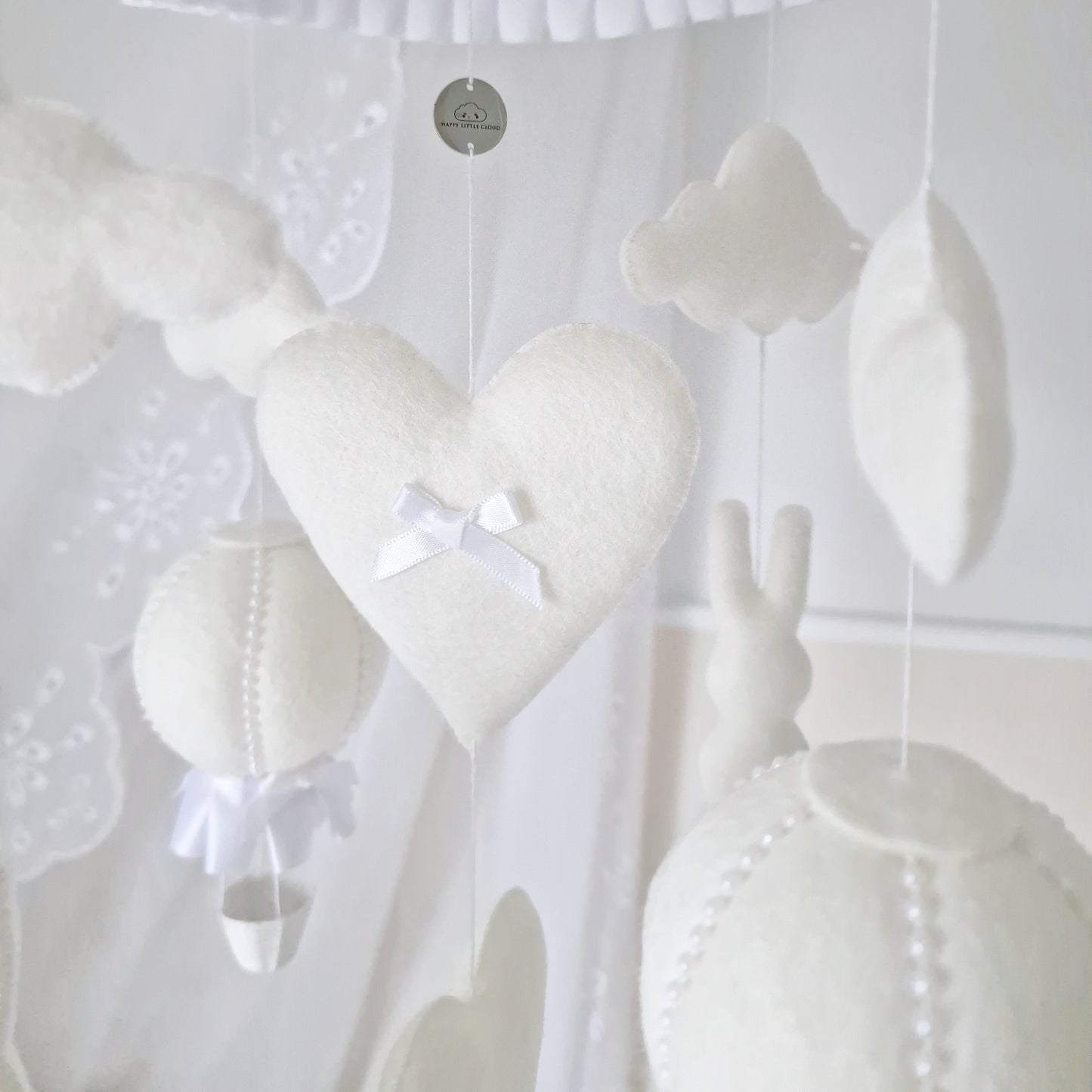 Off White Hop Hop and Away-Bunny & Balloon Mobile