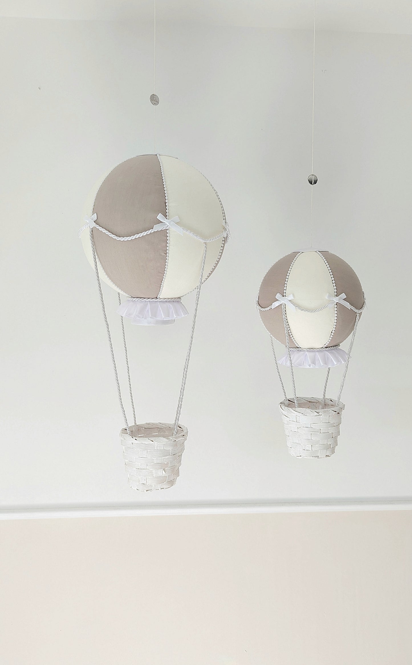 Balloon Drift – Luxury Hot Air Balloon Nursery Decoration in Soft Neutrals (3 sizes available)