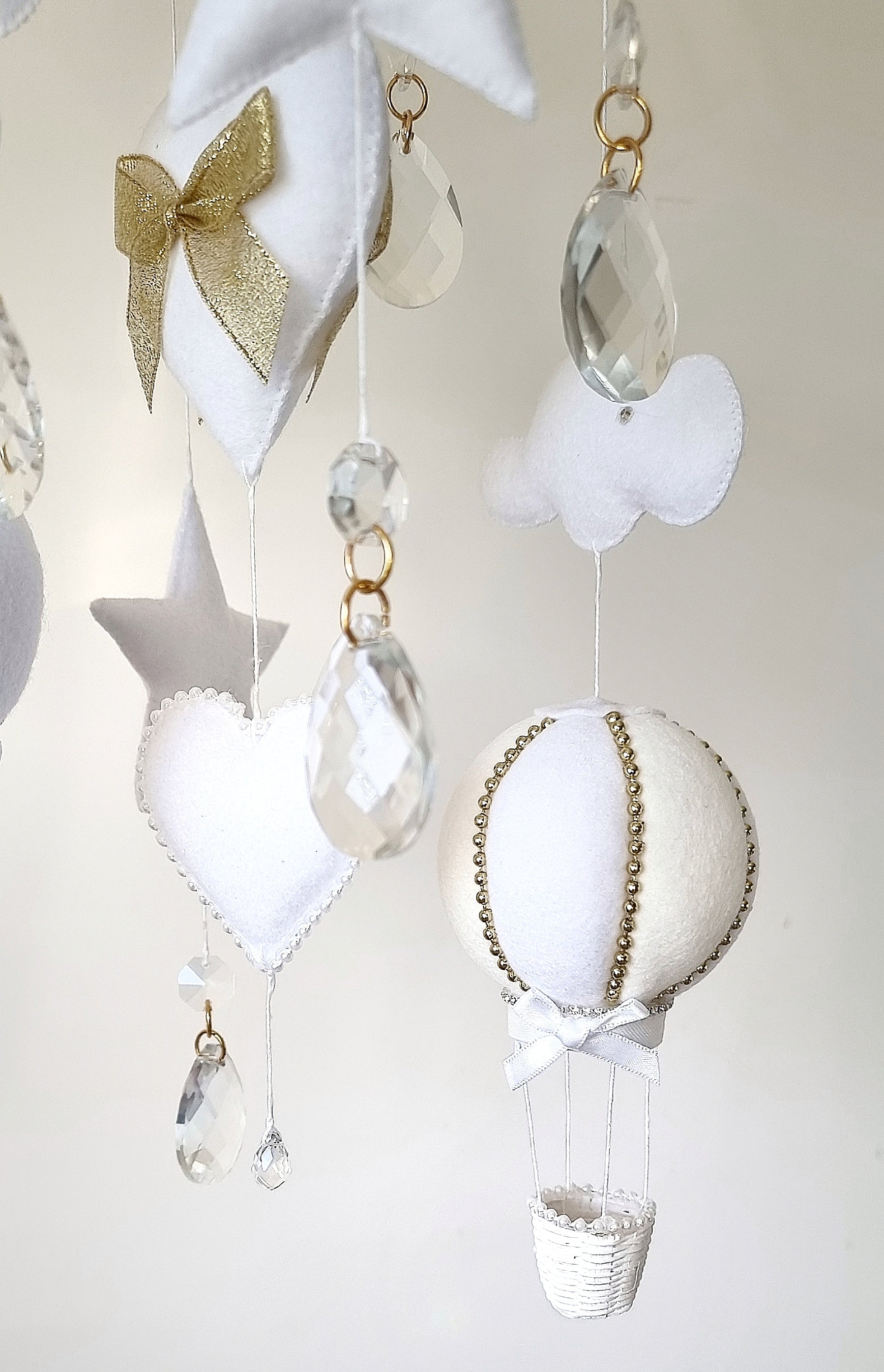 Elegant Crystal Hanging Mobile with golden accents