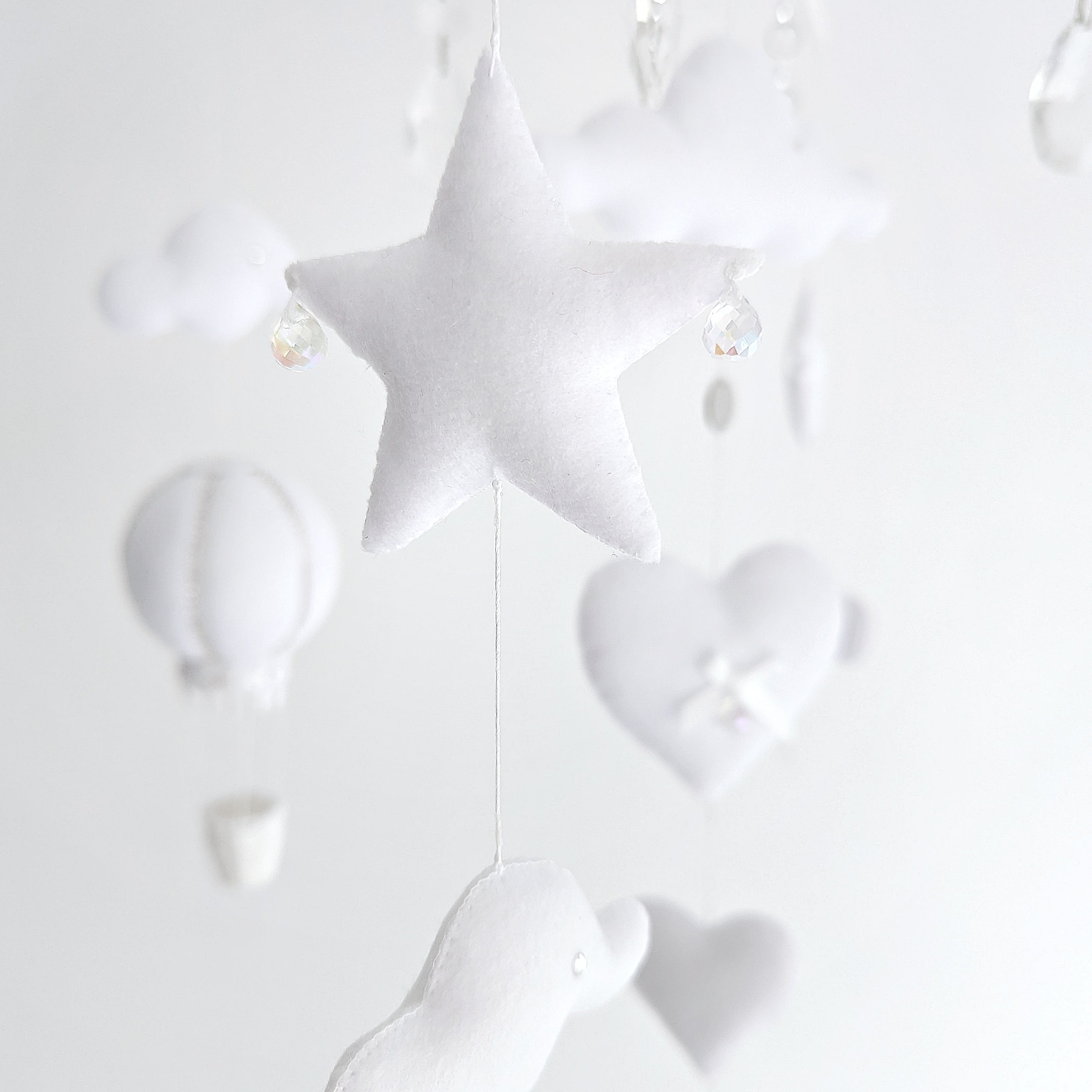 Elegant Crystal All White Hanging Mobile