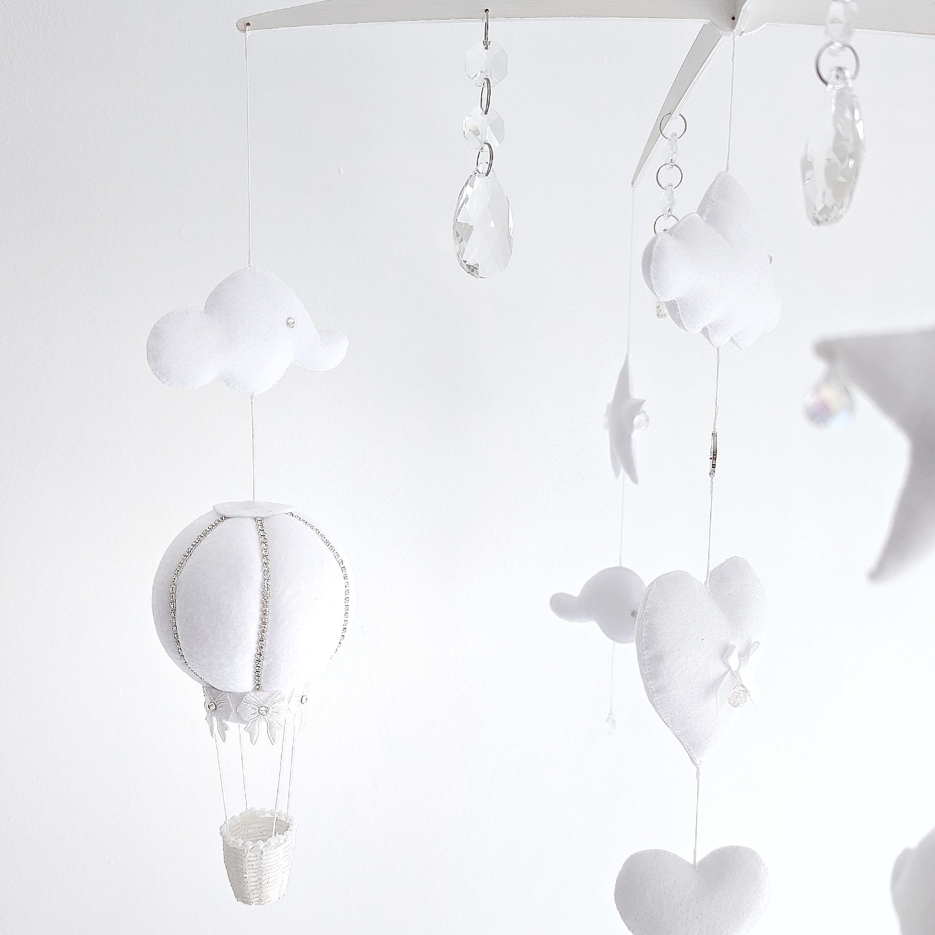 Elegant Crystal All White Hanging Mobile