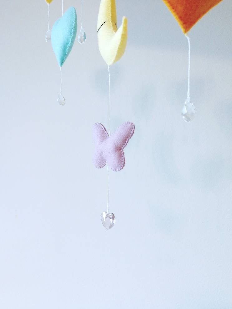 Cloud Nursery Decor - Baby Mobile - Cloud Mobile - Rainbow Nursery Decor - Birth Gift - Happy Cloud - Personalised Gift - Vegan Friendly