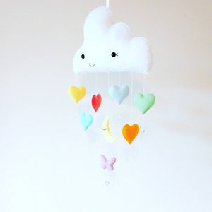 Cloud Nursery Decor - Baby Mobile - Cloud Mobile - Rainbow Nursery Decor - Birth Gift - Happy Cloud - Personalised Gift - Vegan Friendly