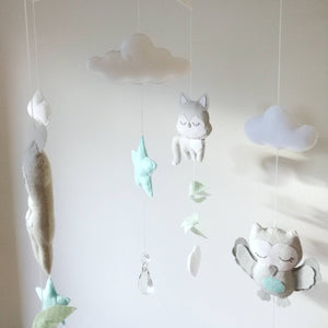 Forest Animal Grey & Mint Baby Mobile