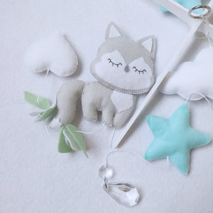 Forest Animal Grey & Mint Baby Mobile