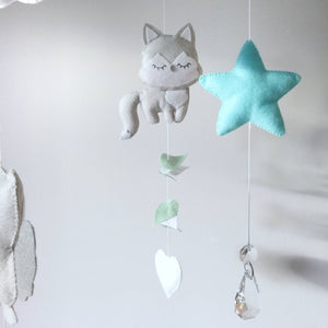 Forest Animal Grey & Mint Baby Mobile