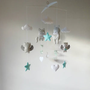 Forest Animal Grey & Mint Baby Mobile