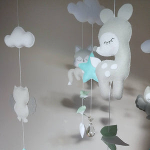 Forest Animal Grey & Mint Baby Mobile