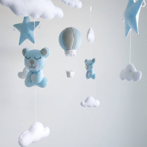 Blue & Grey Teddy Bear Baby Mobile