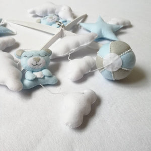 Blue & Grey Teddy Bear Baby Mobile