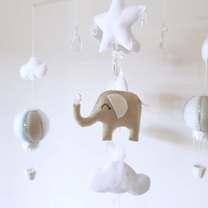 Elegant sleeping Elephant & Hot Air Balloon Mobile