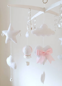 Luxurious Pink Hot Air Balloon Baby Mobile