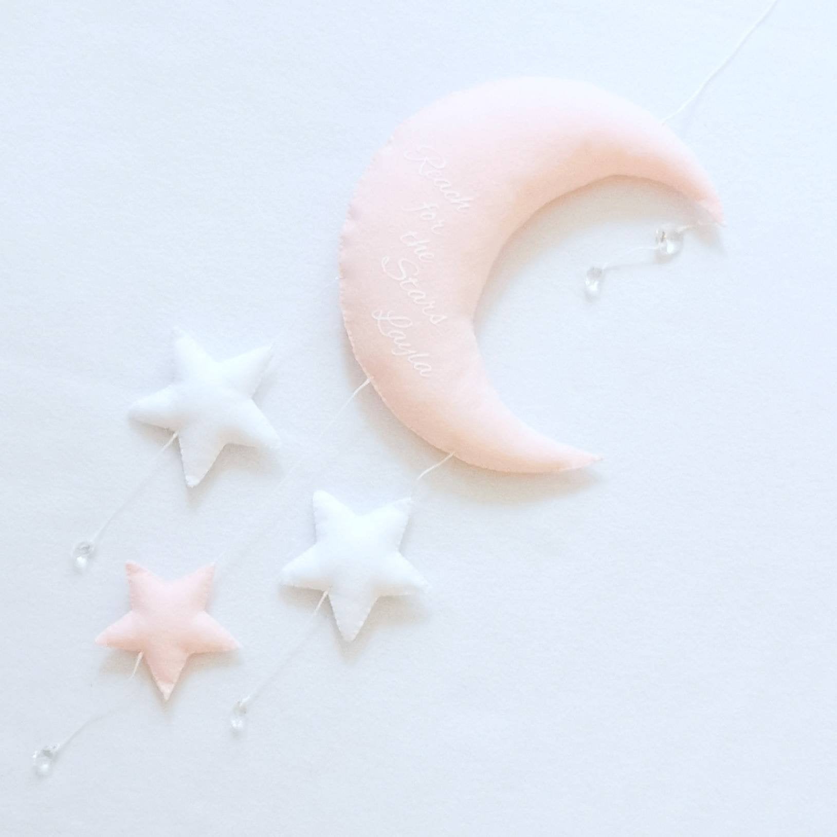 *Reach For The Stars* Personalised Pink & White Nursery Decoration