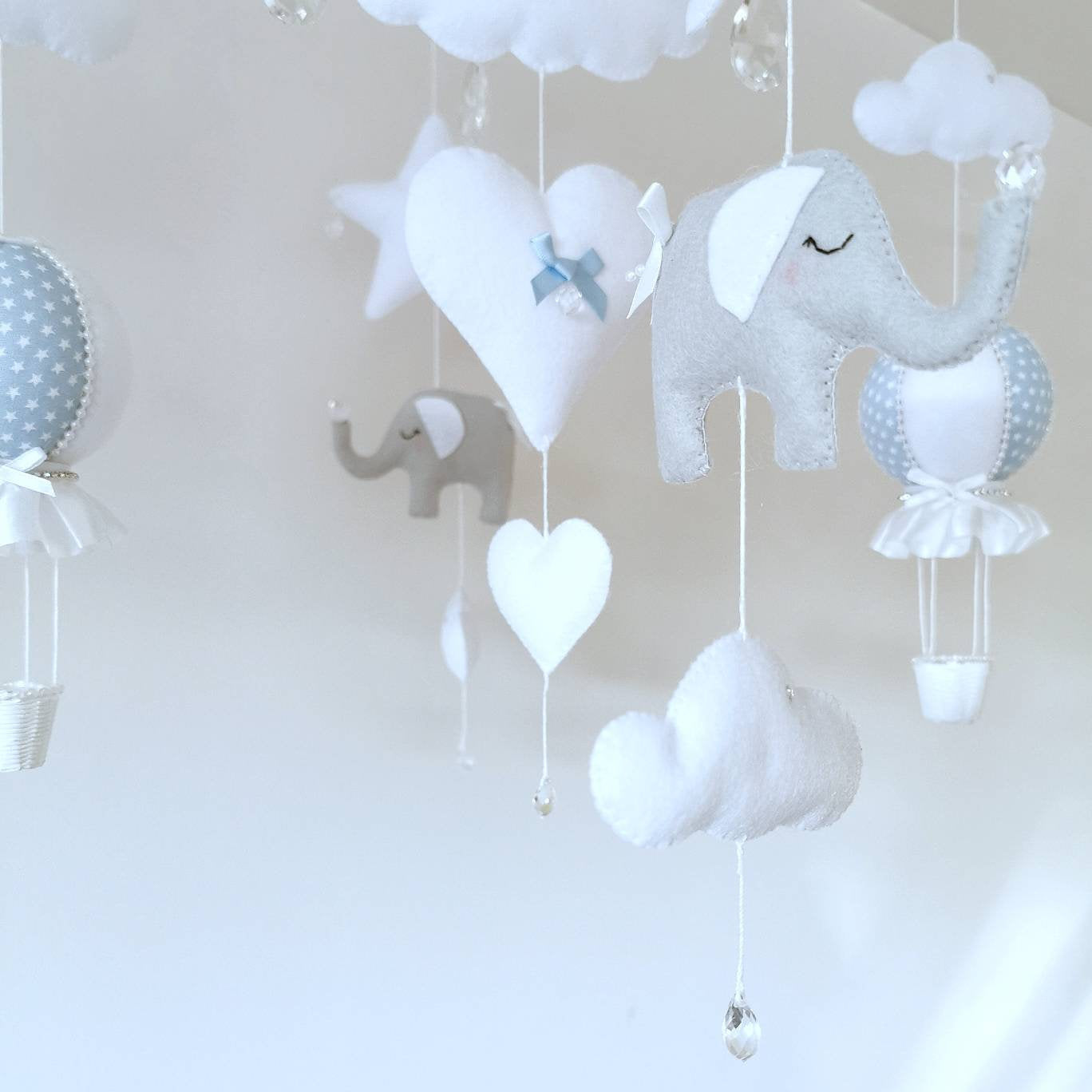 Sleeping Elephant & Hot Air Balloon Baby Mobile