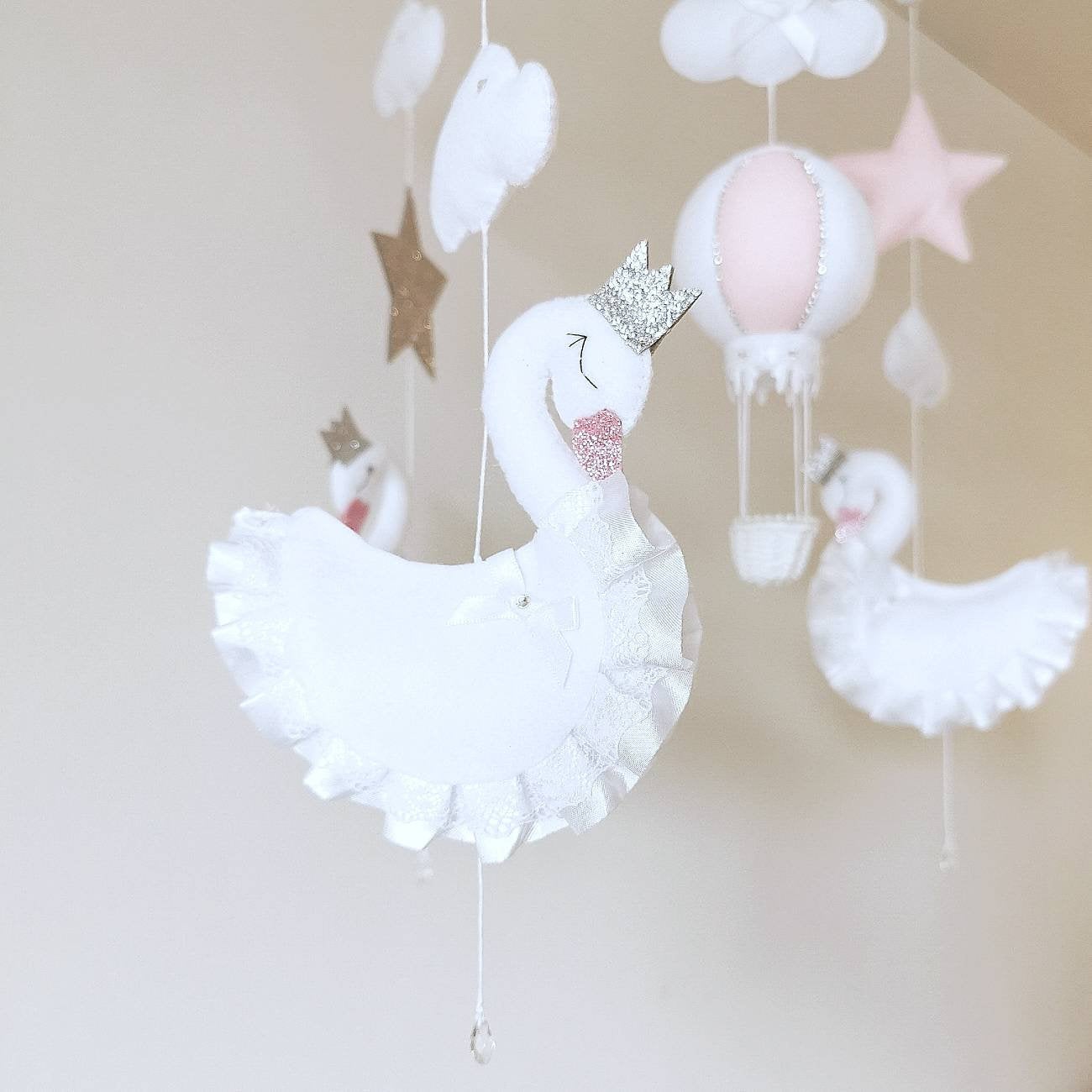 Luxurious Swan Baby Girl Mobile